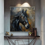 Horse oil painting, brown horse painting, horse head painting, black horse head painting Animal Painting