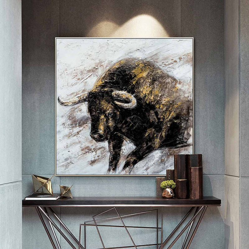 Wall Street Bull painting Bull Abstract Painting on Canvas Animal Painting Bull wall art Hand-painted Bull painting