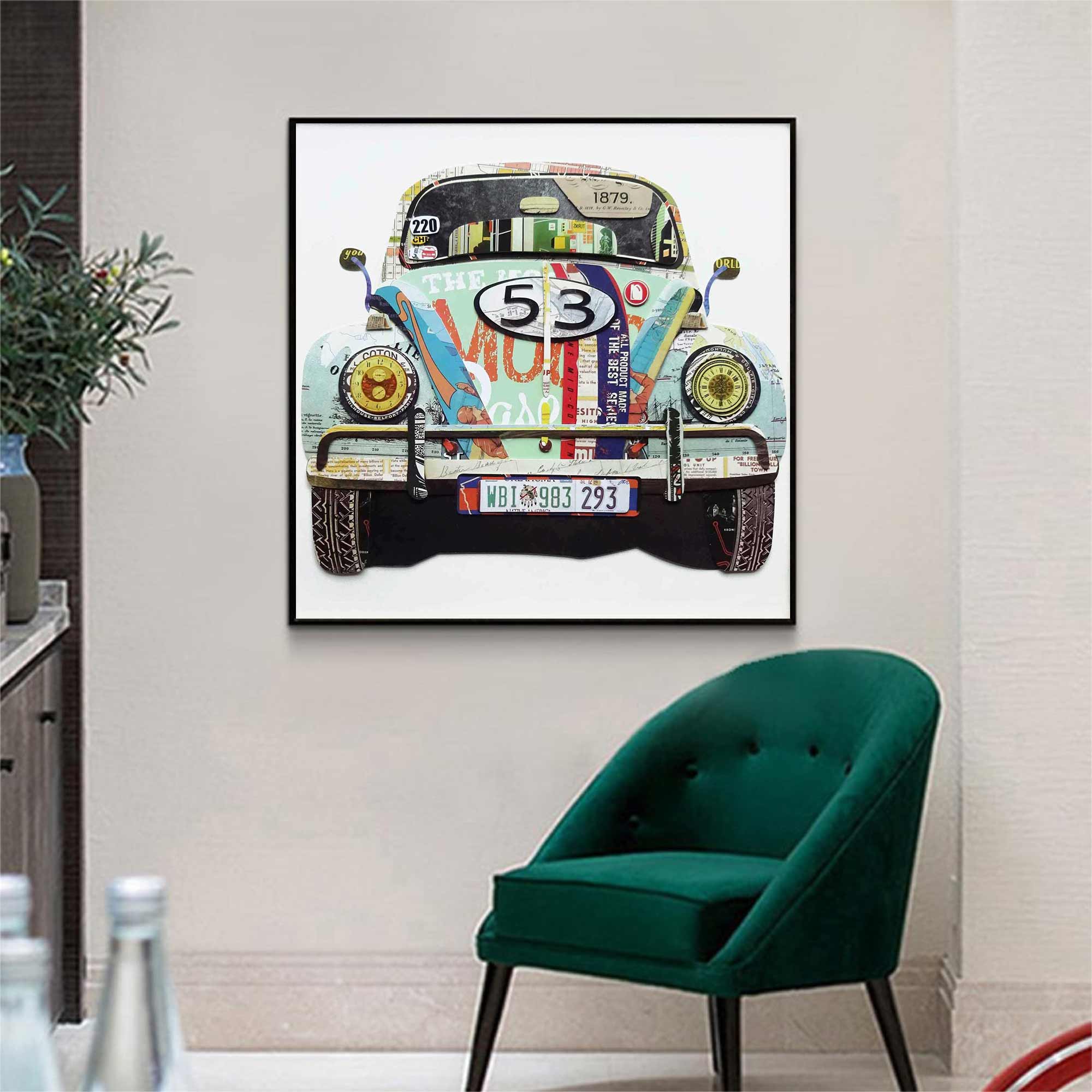 Car painting Car Collage art painting Car collage art 