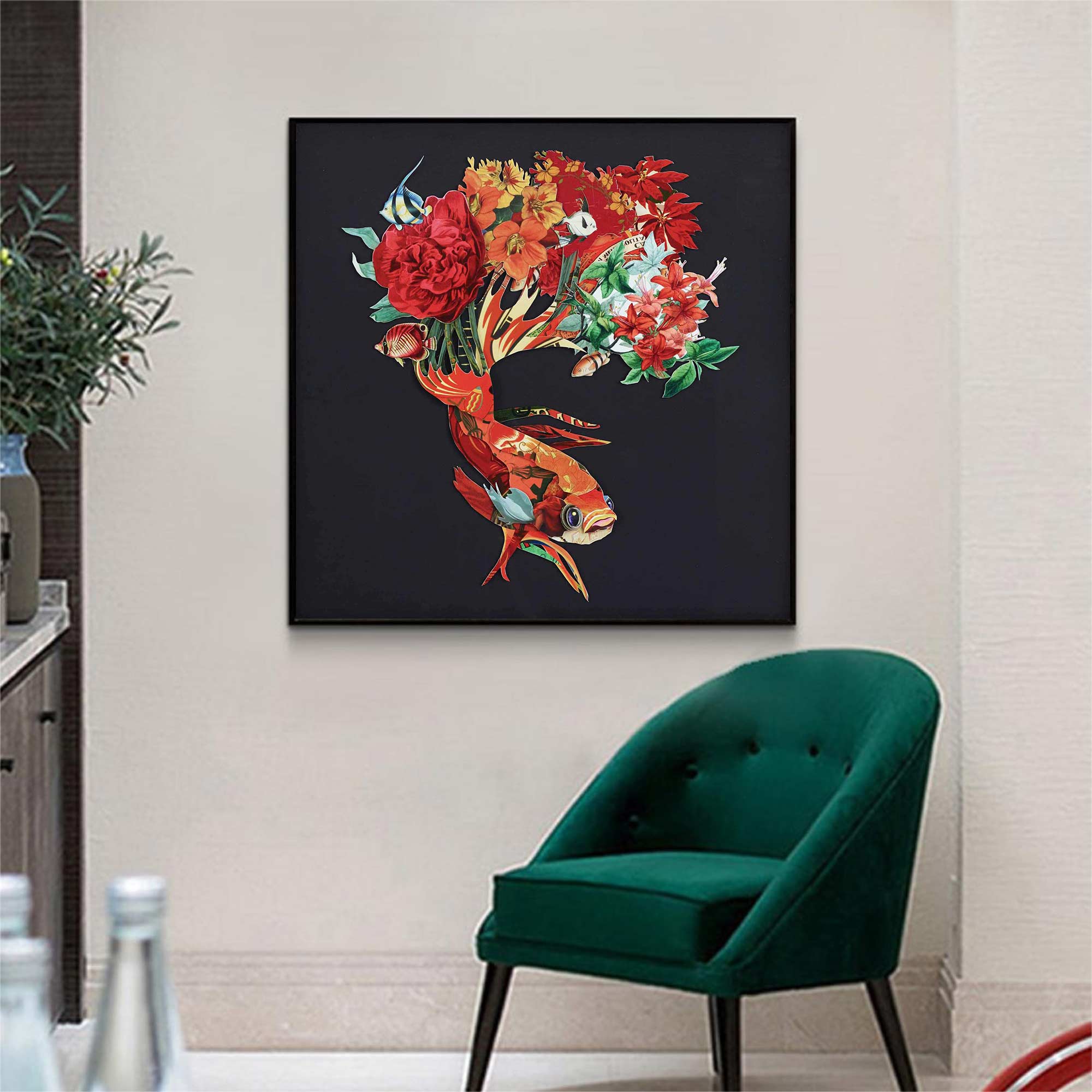 Carp Painting Collage art painting Animal collage art Carp painting