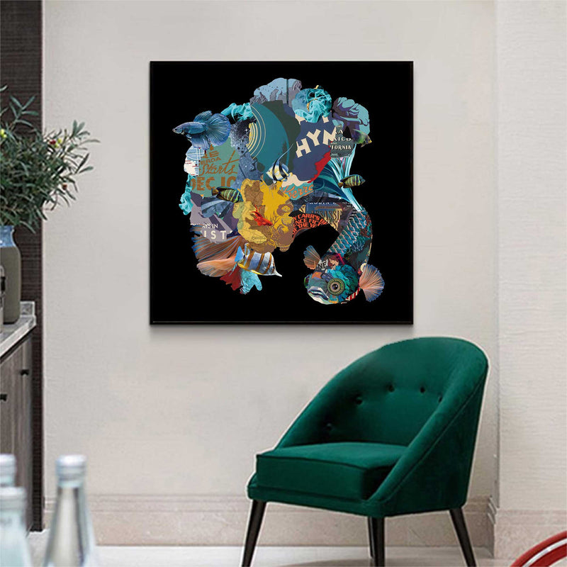 Color Carp Painting Collage art painting Carp collage art Carp painting