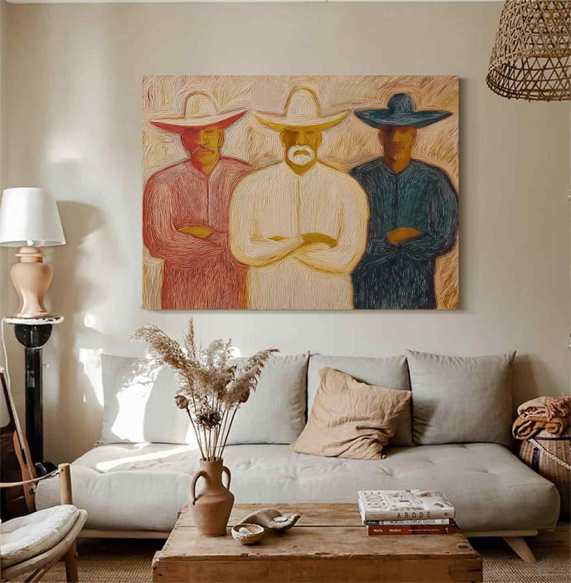 Abstract people painting, western cowboy people graffiti wall decor painting