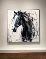 Personalized Gifts Horse oil painting, black horse painting, horse head painting Animal Painting