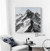 Mountain textured wall art Black and white Mountain Abstract art Black and white Mountain Painting 