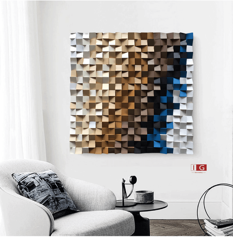 sculpture Textured Wall Decor Wood Block Art Geometric Wood Art Sculptured art Painting