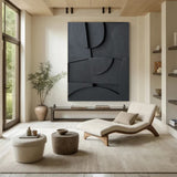 Black Sculptured art Painting Art sculpture Textured Wall Decor Abstract 3D Textured Wall Decor Customizable colors