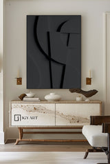 Black Sculptured art Painting Wood carving wall art Black Textured Wall art Customized colors