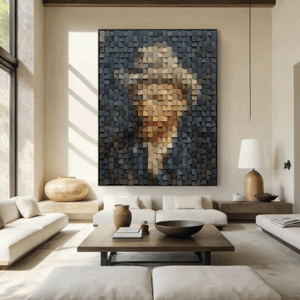 Van Gogh Portrait Art Geometric Wood Art Sculptured art Painting Wood Block Art Geometric Wood Wall Art