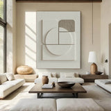 Cream White Sculptural Wall Art Plaster Painting white Texture 3D Wall Art Wood Wall Sculpture