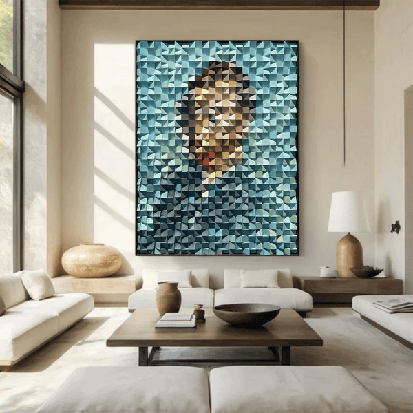 Van Gogh Portrait Art Geometric Wood Art Sculptured art Painting Wood Block Art Geometric Wood Wall Art