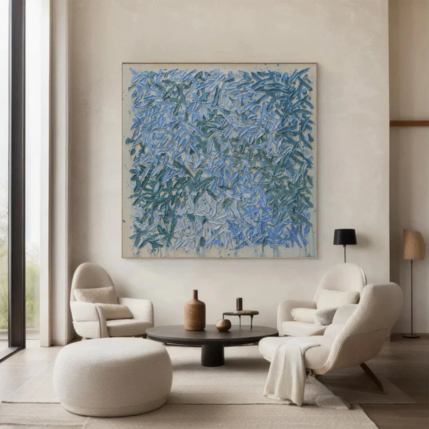 Large Blue abstract painting Blue texture wall art Blue Abstract Art