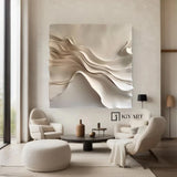 Wood carving wall art Beige Sculptured art 3D Textured Wall Decor 