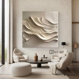 Wood carving wall art Beige Sculptured art 3D Textured Wall Decor 
