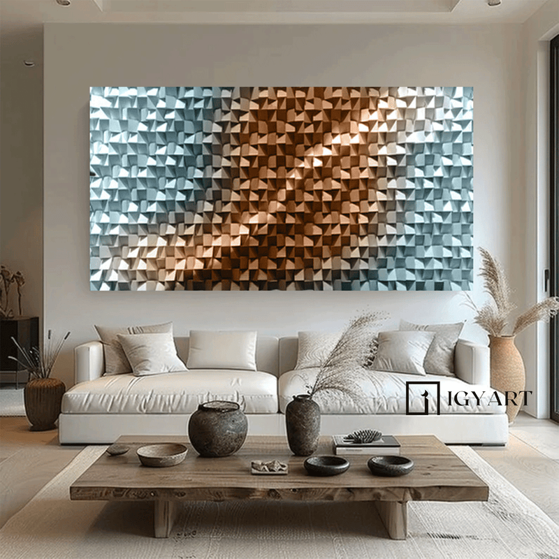 Blue Sculptured art Painting Wood carving wall art Art sculpture Textured Wall Decor Abstract 3D Textured Wall Art