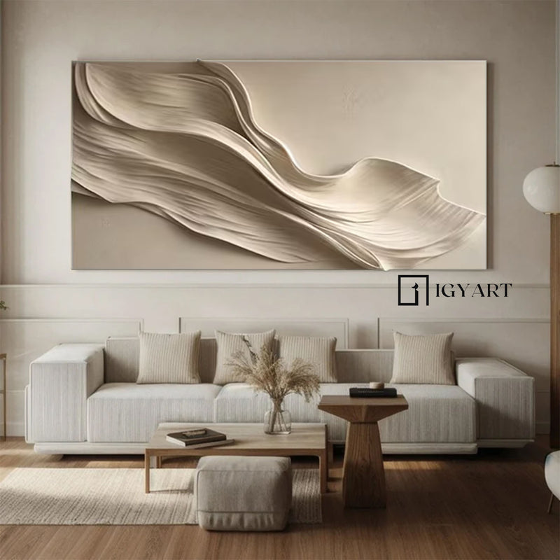 Beige Sculptured art Painting Wood carving wall art Art sculpture Abstract 3D Textured Wall Art