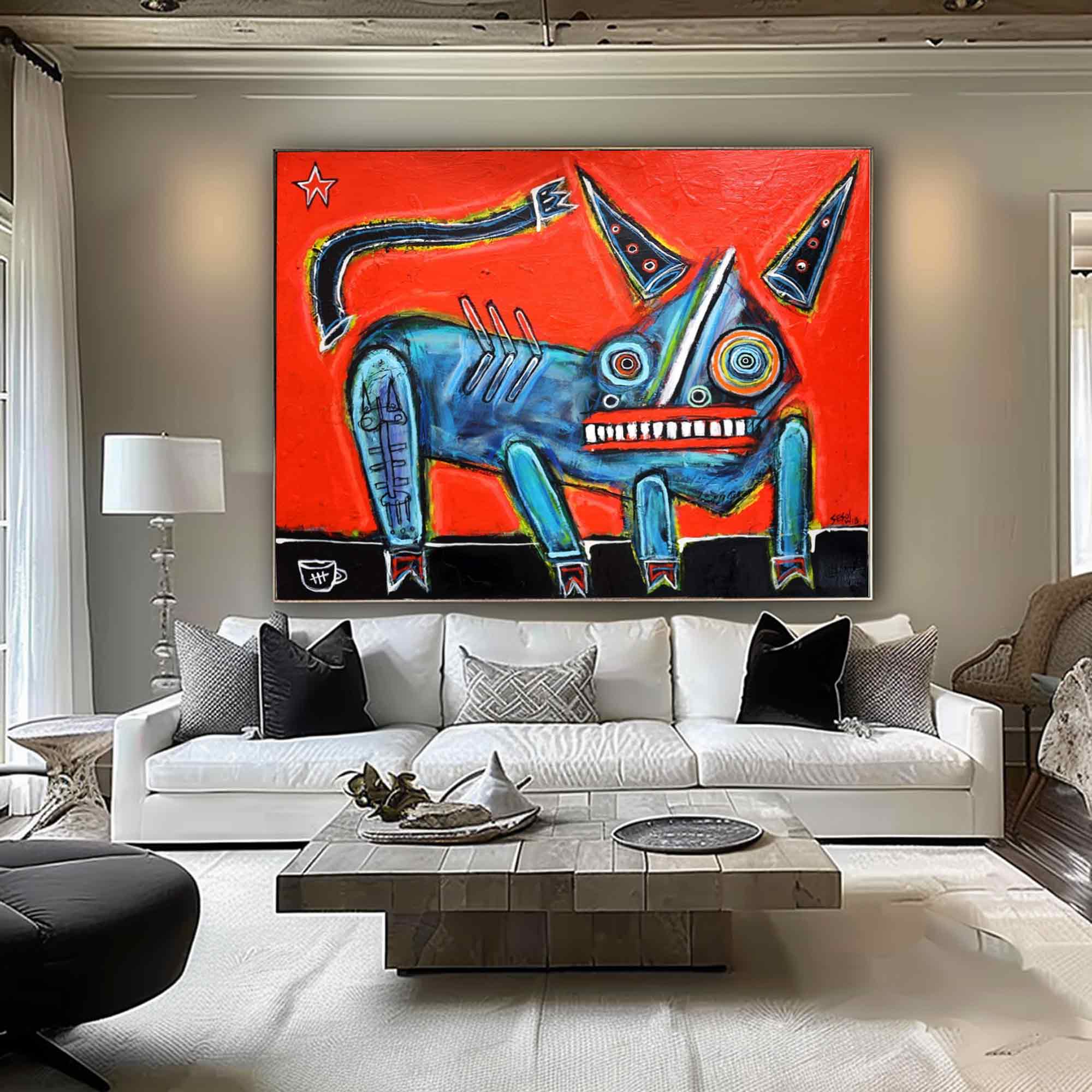 Red Pop Art Modern Graffiti Style Art Red Street Graffiti painting
