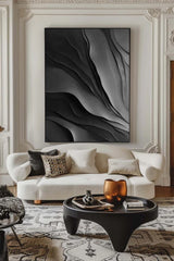 Black sculpture Wall art Black Wood carving wall art Black sculpture Textured Wall art Black Abstract Art