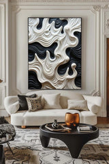 Black and White sculpture Wall art Black Wood carving wall art Black sculpture Textured Wall art Black Abstract Art