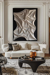 Black and White sculpture Textured Wall art Sculptured Wood Block Art Sculptured art Painting