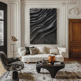 Wood Wall decor Black sculpture Wall art Black Wood carving wall art
