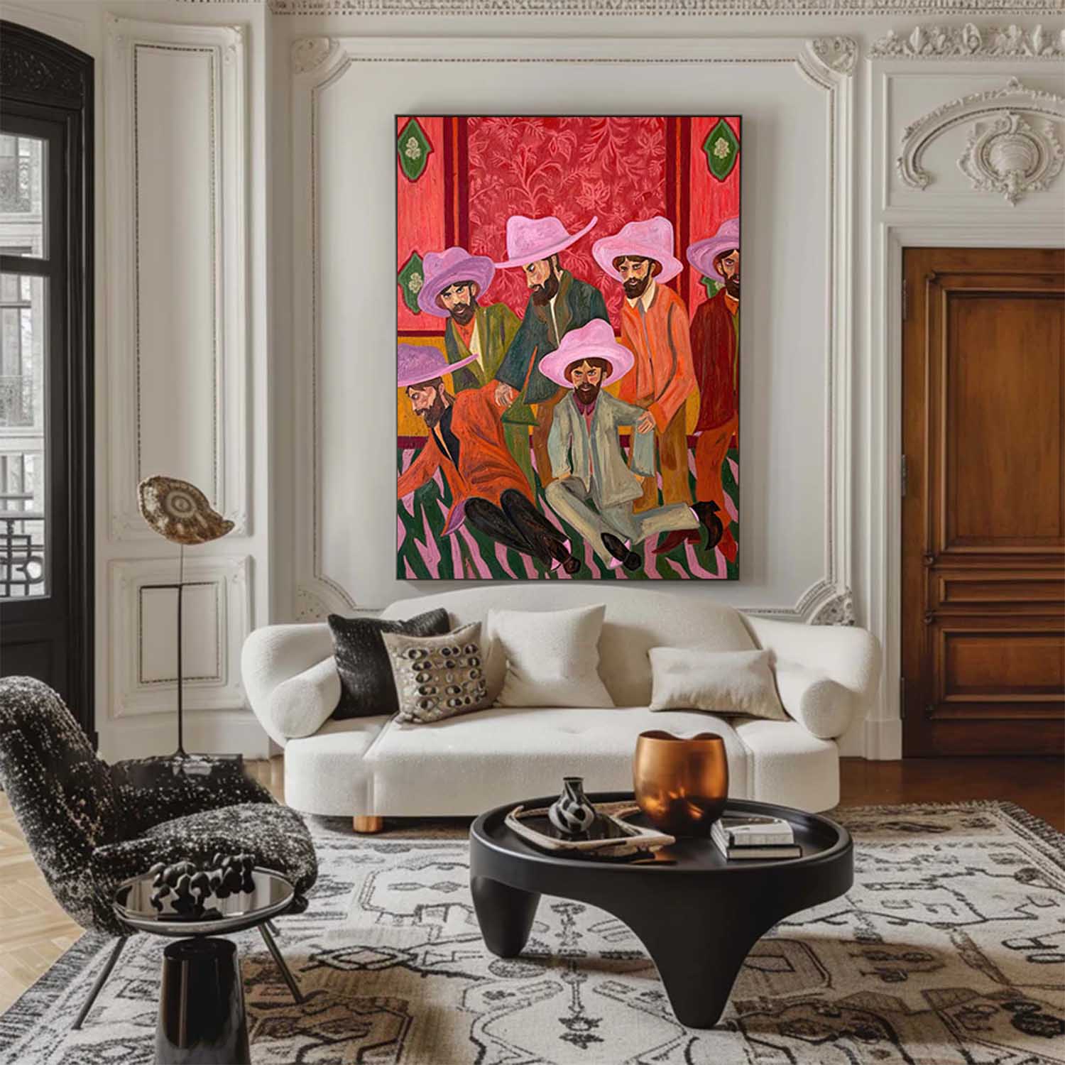 Figure abstract painting Red hat figure painting red hat figure abstract painting figure face art 