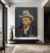 Van Gogh Portrait Art Geometric Wood Art Sculptured art Painting Wood Block Art Geometric Wood Wall Art