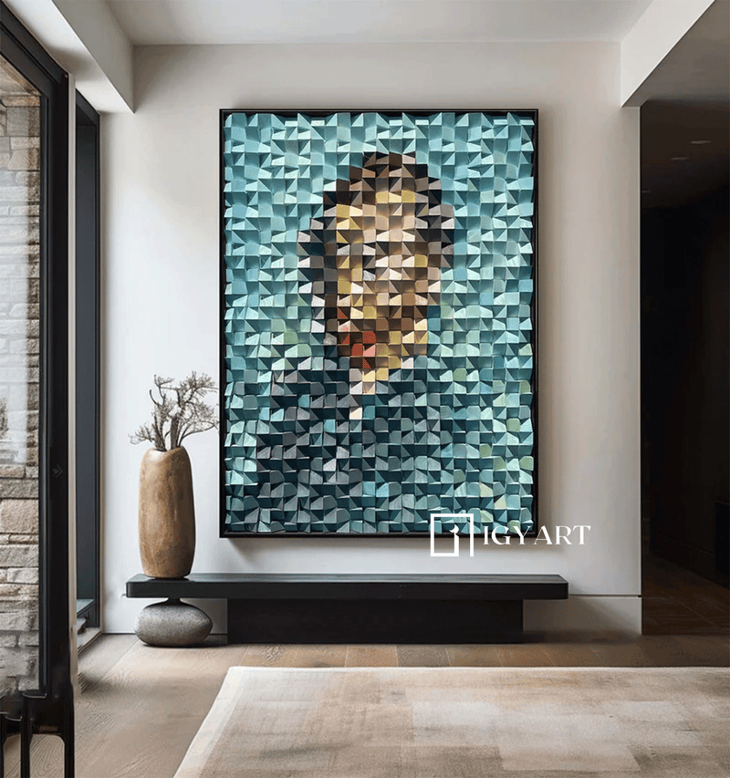 Van Gogh Portrait Art Geometric Wood Art Sculptured art Painting Wood Block Art Geometric Wood Wall Art