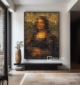 Mona Lisa's Smiling Portrait Art Geometric Wood Art Sculptured art Painting Wood Block Art