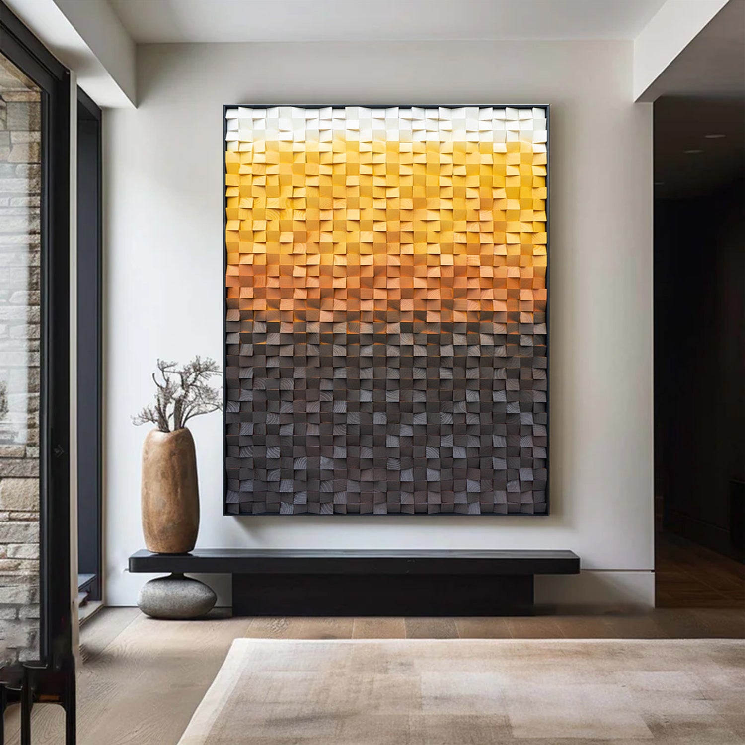 Gold Wood Collage Wall Art decor Gold Sculptured Textured Wall Art 