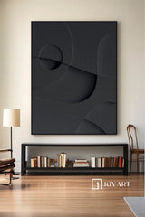 Black Textured Wall art Wood carving wall art Black Sculptured art Painting Black sculptured minimalist art Customized colors