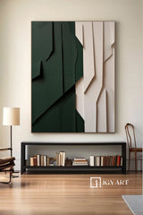 Green Sculptured art Painting Wood carving wall art Green Textured Wall art Customized colors