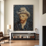 Van Gogh Portrait Art Geometric Wood Art Sculptured art Painting Wood Block Art Geometric Wood Wall Art