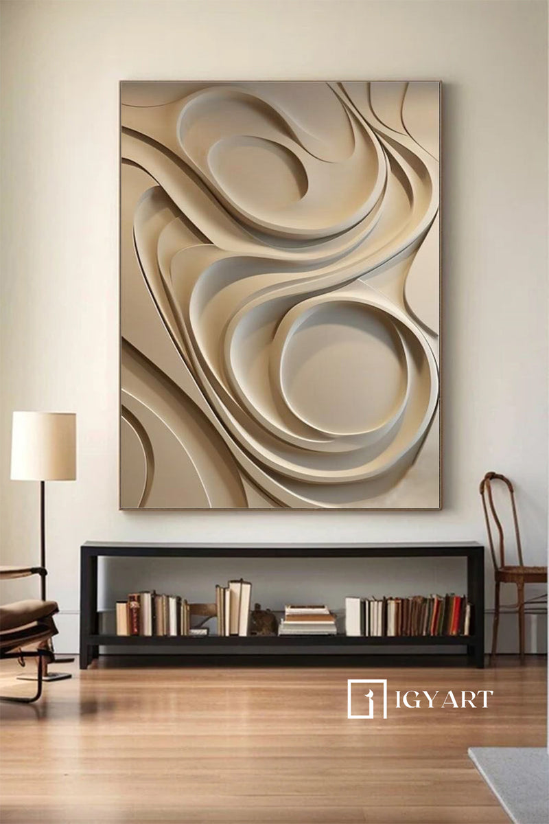 Beige wood carving wall art Beige Sculptured art Vertical wood carving wall art Customized colors