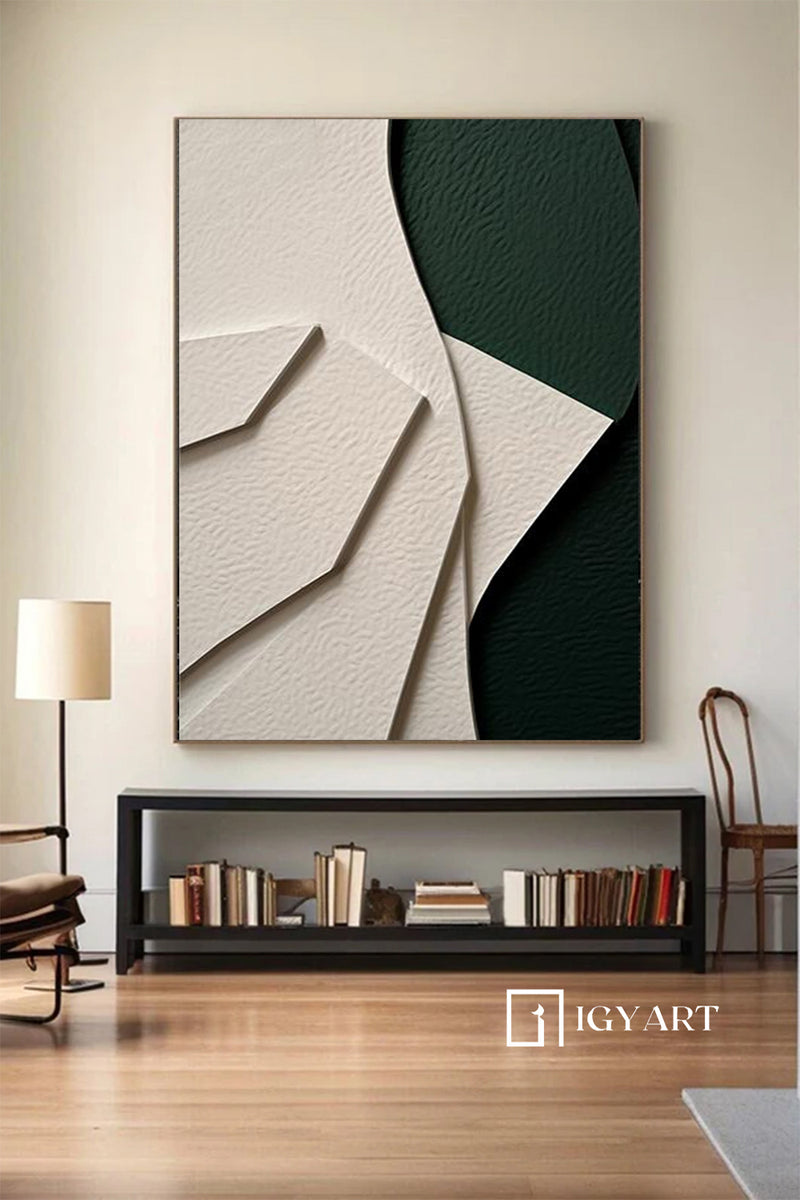 Green Sculptured art Painting Wood carving wall art Green Textured Wall art Customized colors