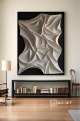 Black and White sculpture Textured Wall art Sculptured Wood Block Art Sculptured art Painting