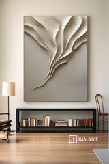 Beige grey wood carving wall art Beige grey Sculptured art Vertical wood carving wall art 