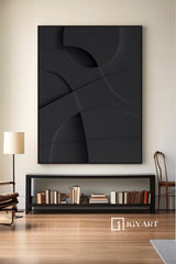 Wood carving wall art Black Textured Wall art Black Sculptured art Painting Customized colors