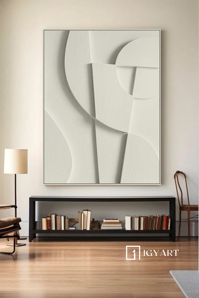 White Textured Wall art Wood carving wall art White Sculptured art Painting White sculptured minimalist art Customized colors