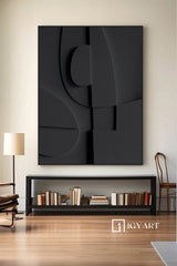 Wood carving wall art Black Textured Wall art Black Sculptured art Painting Customized colors