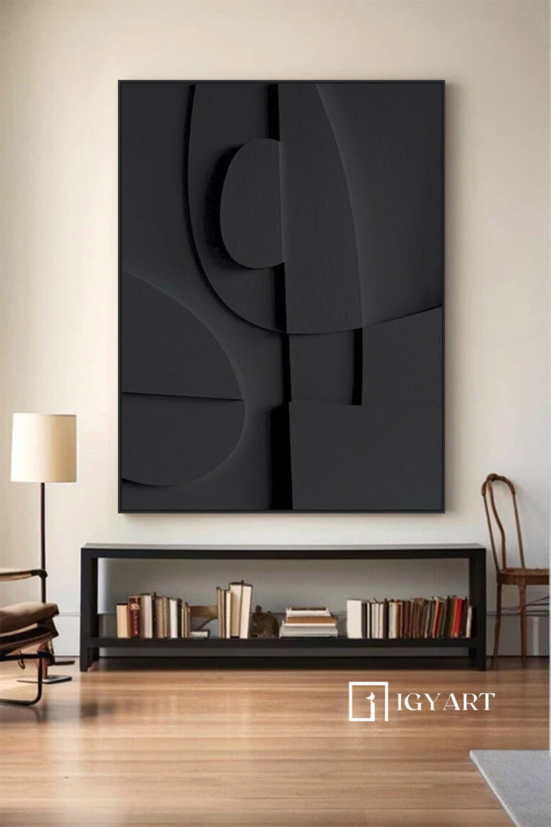 Wood carving wall art Black Textured Wall art Black Sculptured art Painting Customized colors