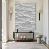 White Sculptured Wood Block Art Sculptured art Painting White sculpture Waves Textured Wall Decor 