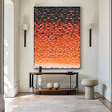 Wood Collage Wall Art decor orange color Sculptured Textured Wall Art 