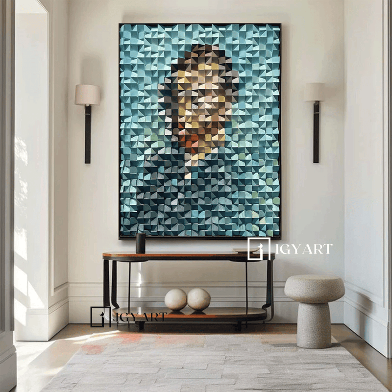 Van Gogh Portrait Art Geometric Wood Art Sculptured art Painting Wood Block Art Geometric Wood Wall Art