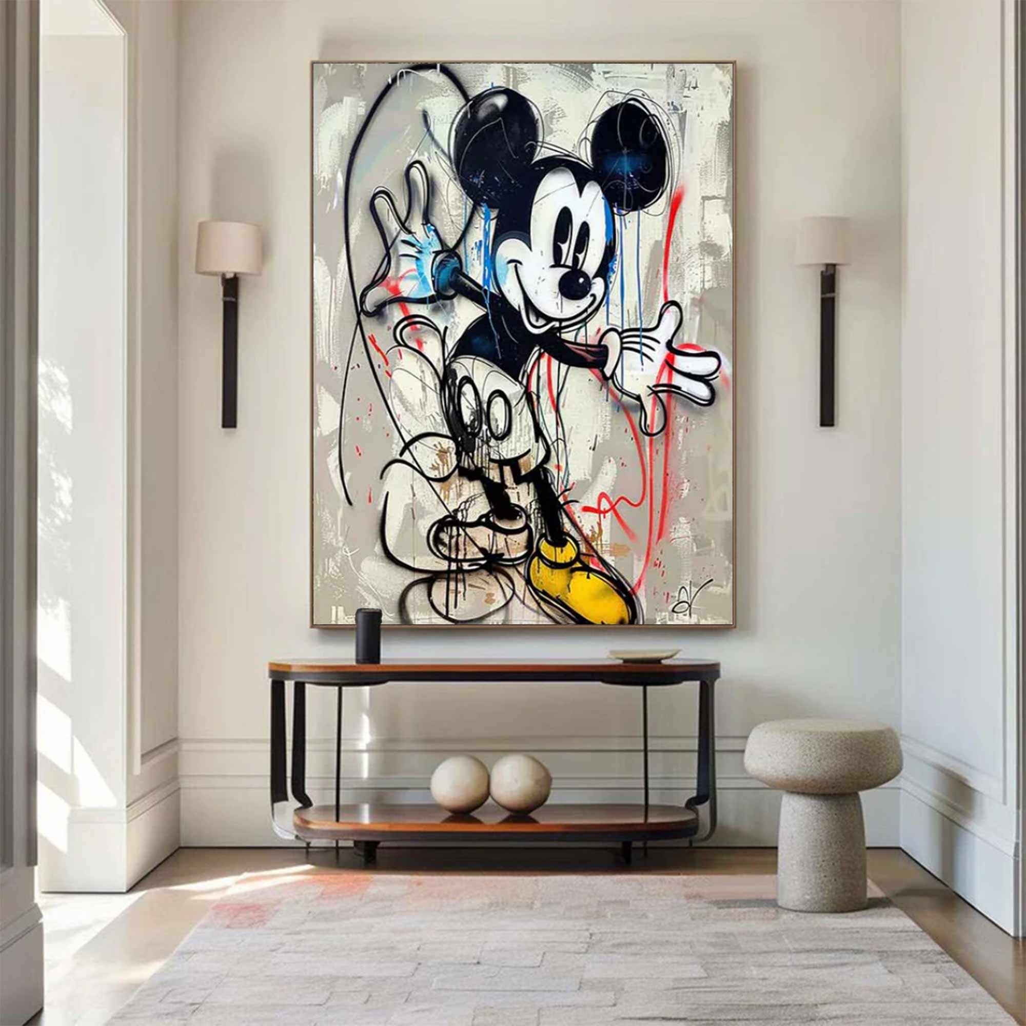 street art style graffiti cartoon Mickey Mouse Graffiti painting