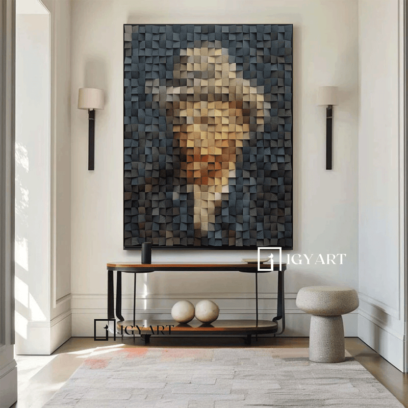 Van Gogh Portrait Art Geometric Wood Art Sculptured art Painting Wood Block Art Geometric Wood Wall Art