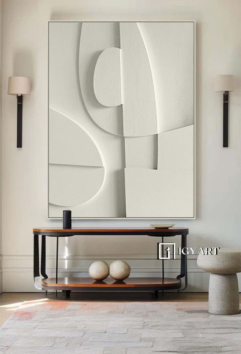 White sculptured minimalist art Customized colors Wood carving wall art White Textured Wall art White Sculptured art Painting