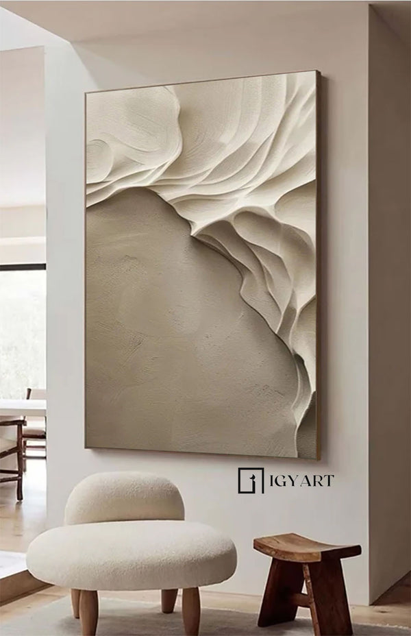 Beige grey Sculptured art Beige grey wood carving wall art Vertical wood carving wall art Customized colors