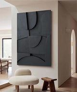 Black Sculptured art Painting Art sculpture Textured Wall Decor Abstract 3D Textured Wall Decor Customizable colors