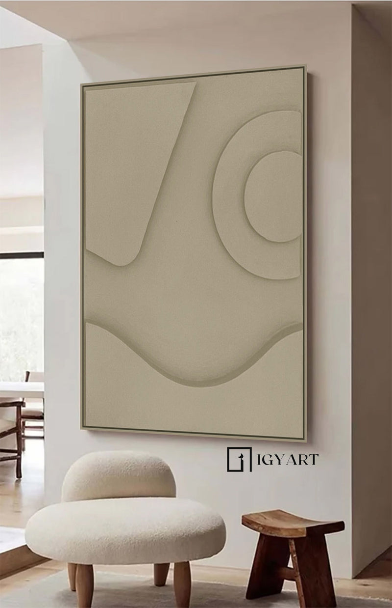 Beige Sculptured art Painting Wood carving wall art Beige Textured Wall art Customized colors