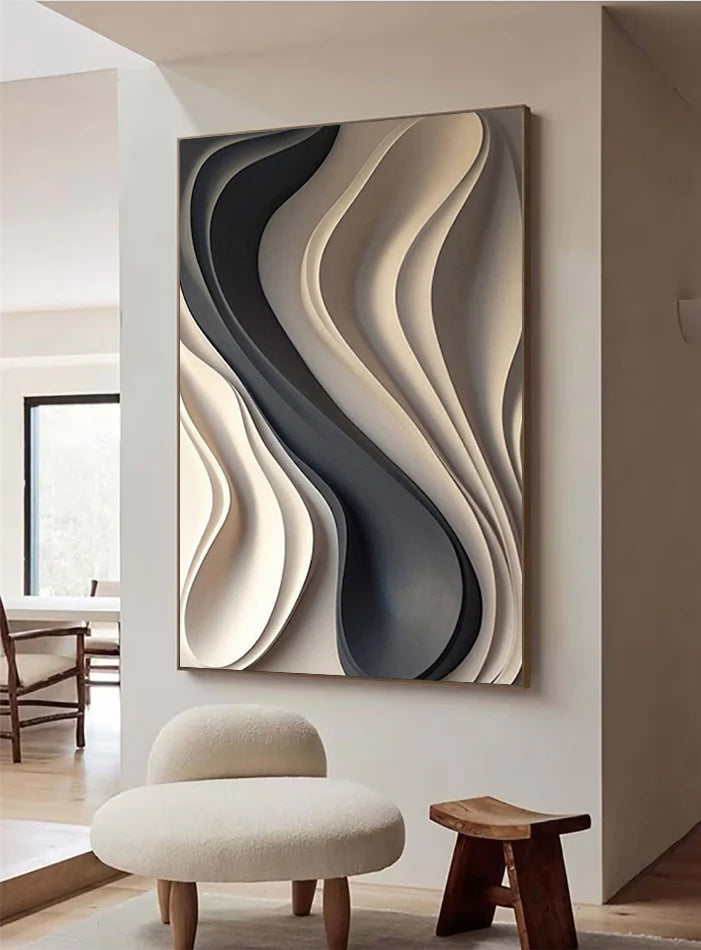 Wood Textured Wall Decor Sculptured Block Art Sculptured art Painting